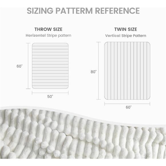 Cozy Faux Fur Throw Blanket Plush Soft Warm Striped Blanket Couch Sofa Bedroom - Picture 2 of 7